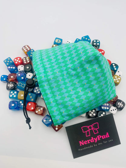 Turquoise Diamond dice bag