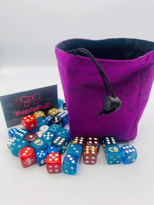 Purple Speckled dice bag