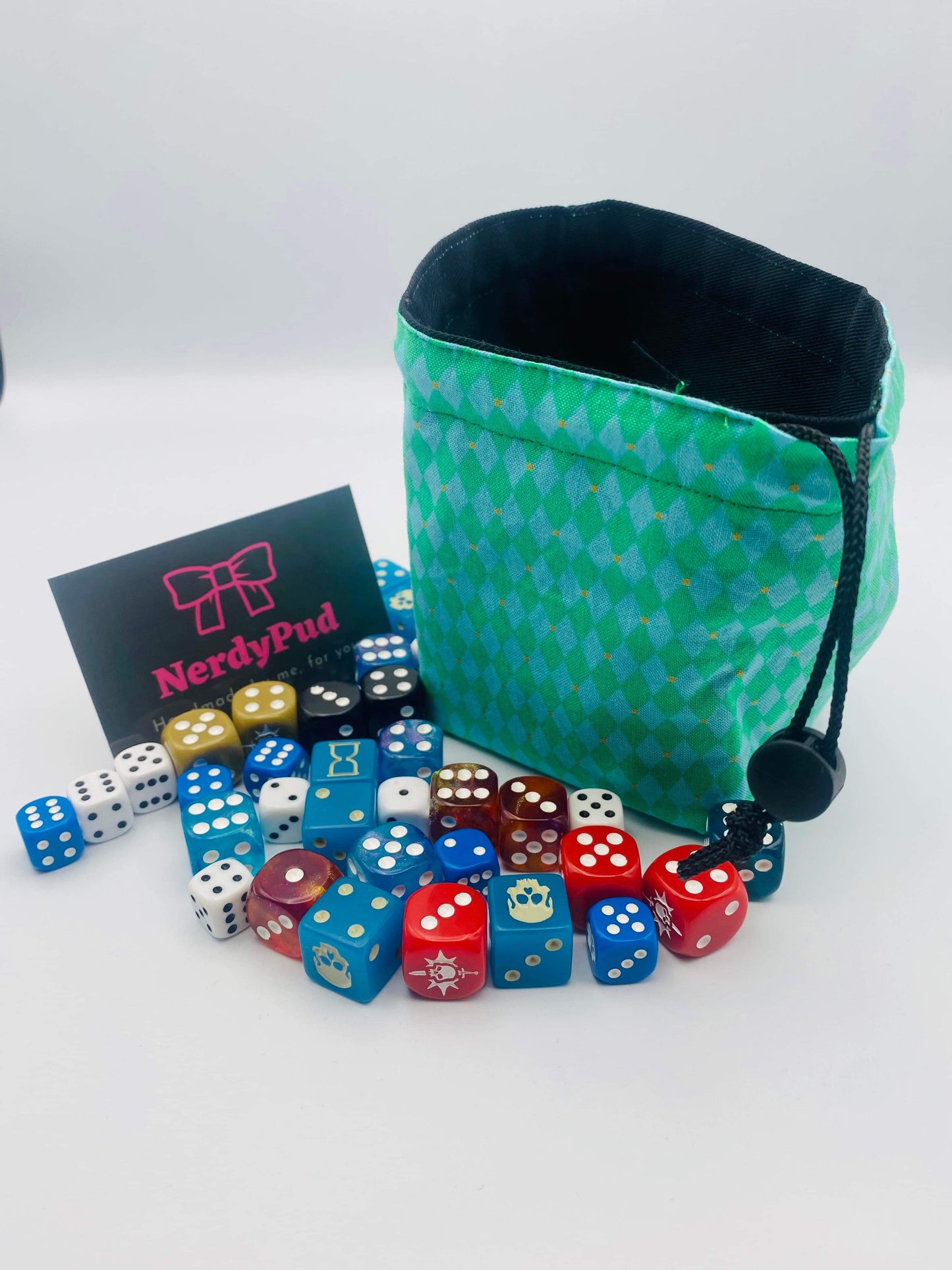 Turquoise Diamond dice bag