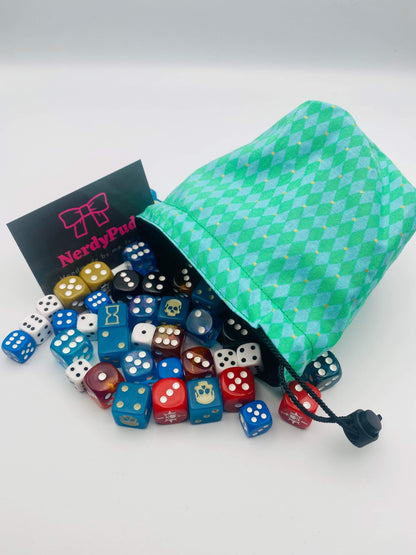 Turquoise Diamond dice bag