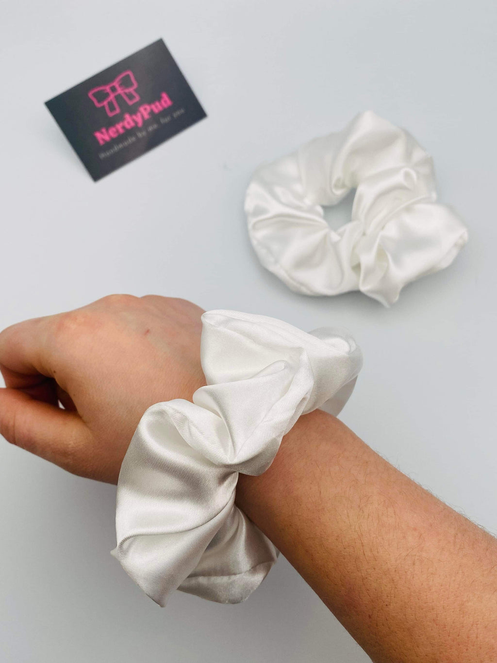 White Satin Scrunchie