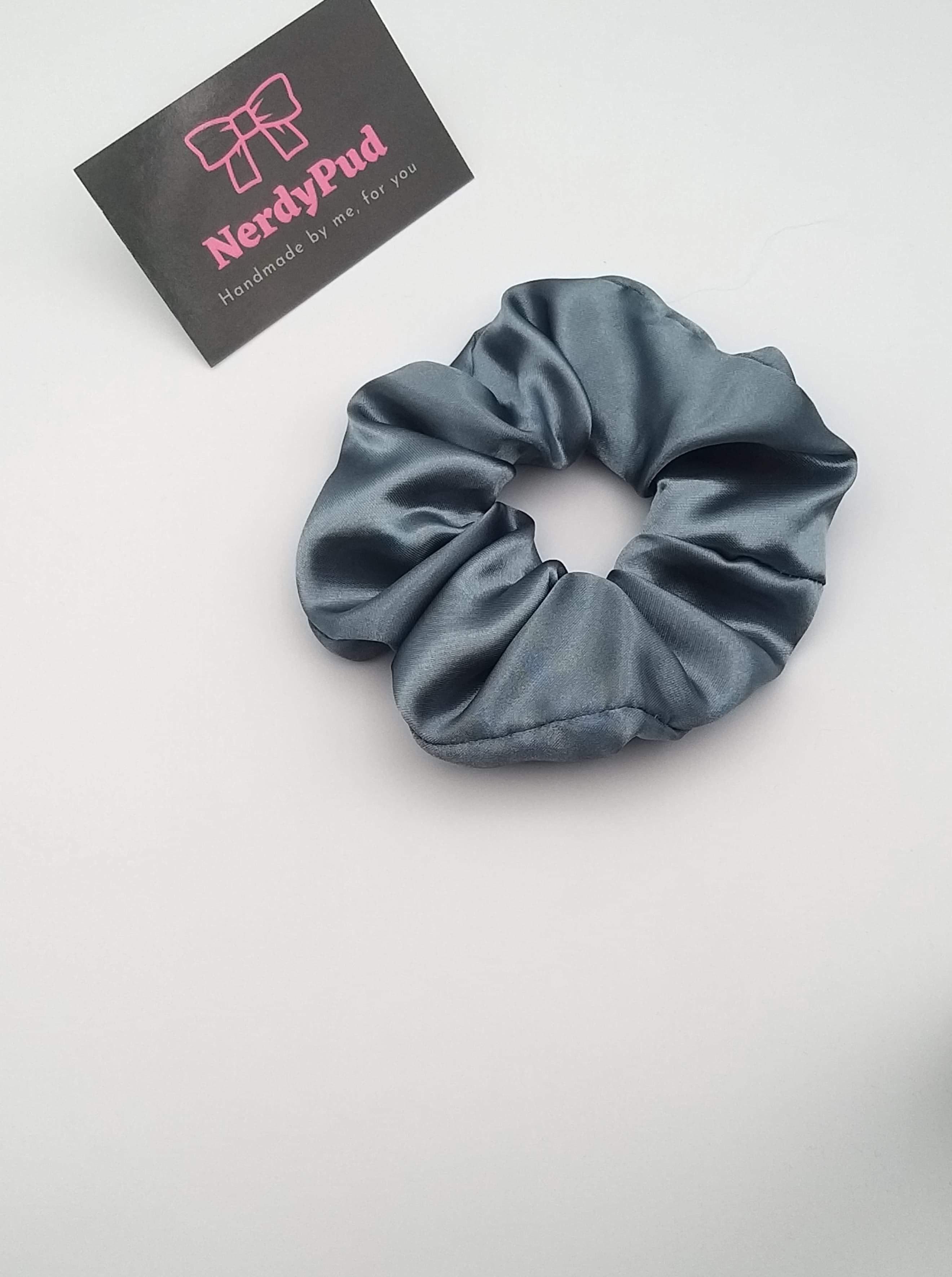 Pewter Satin Scrunchie
