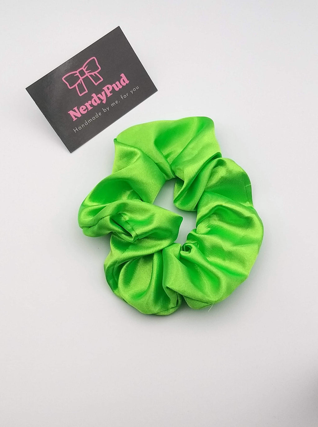 Fluorescent Green Satin Scrunchie