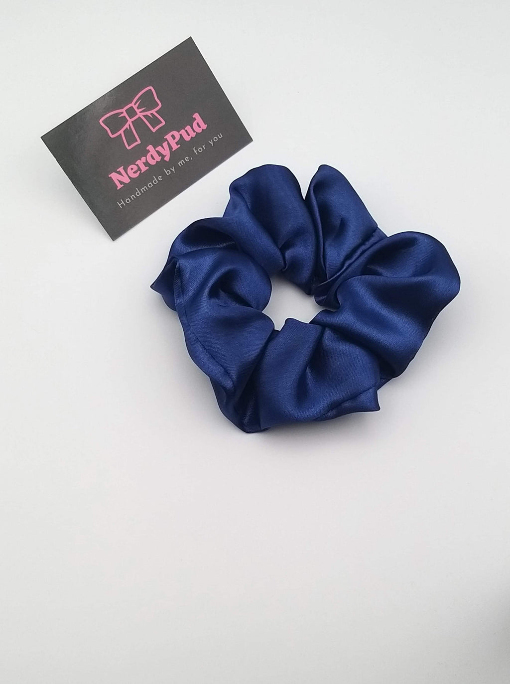 Navy Satin Scrunchie