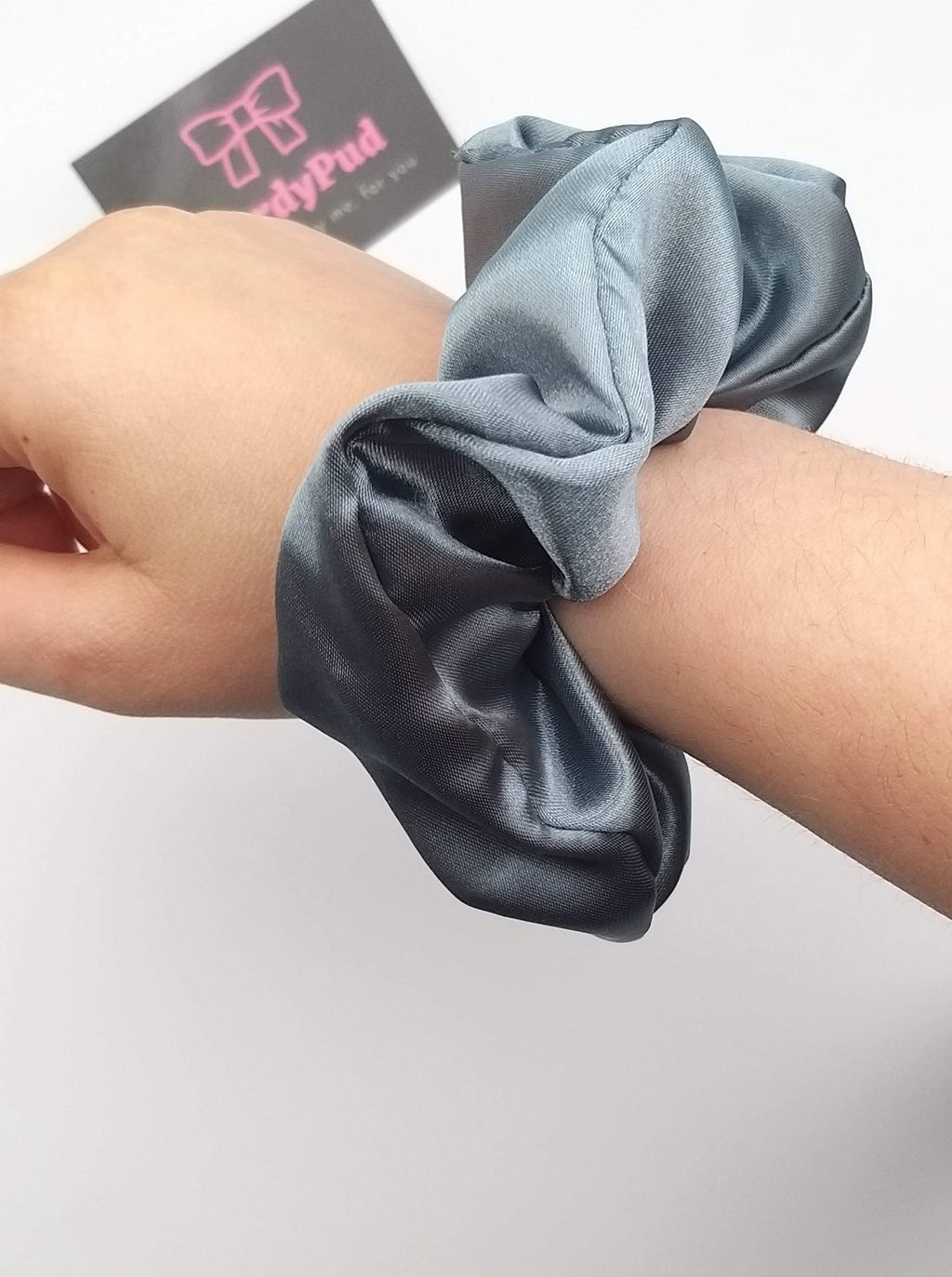 Pewter Satin Scrunchie