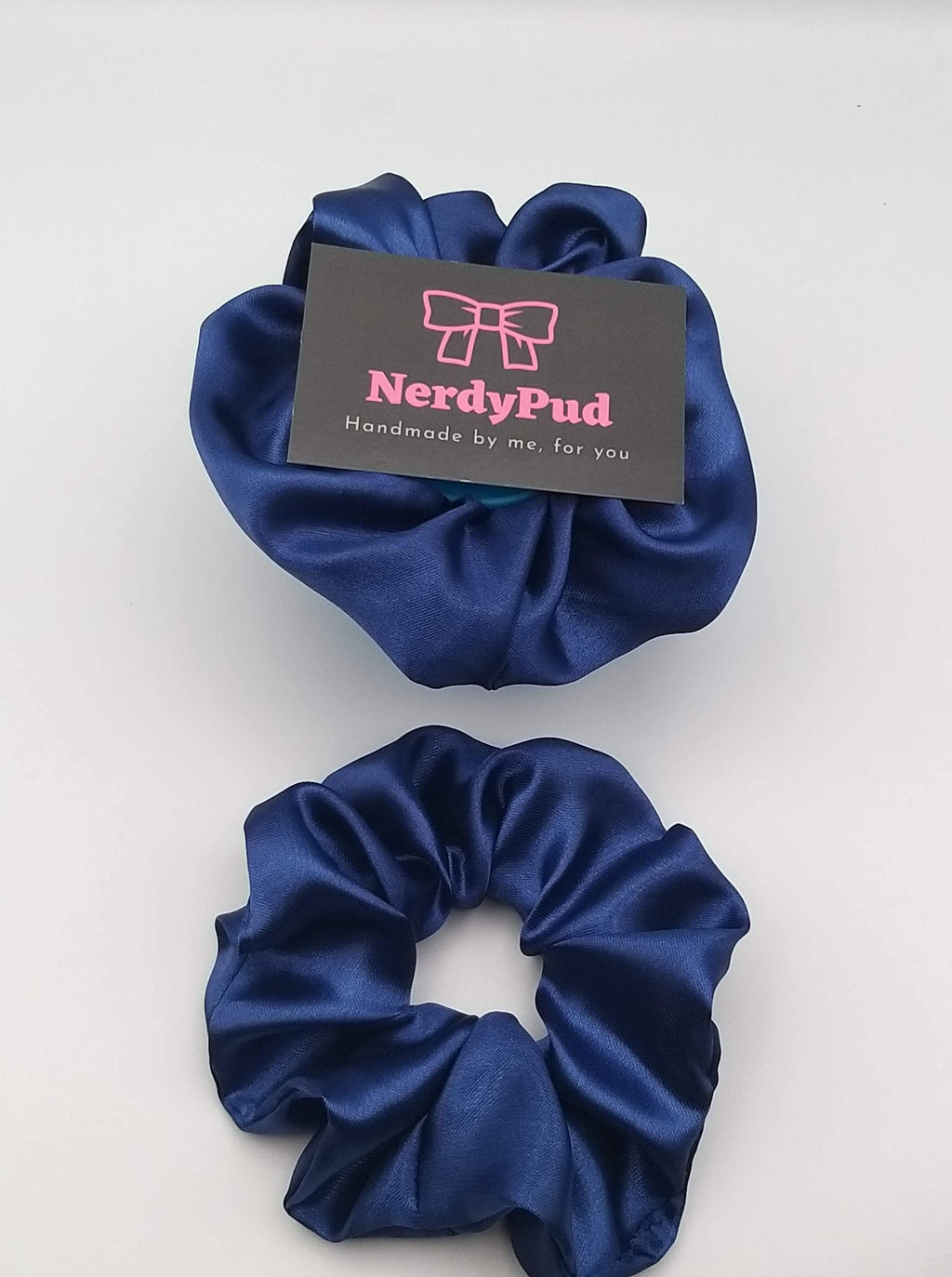 Navy Satin Scrunchie