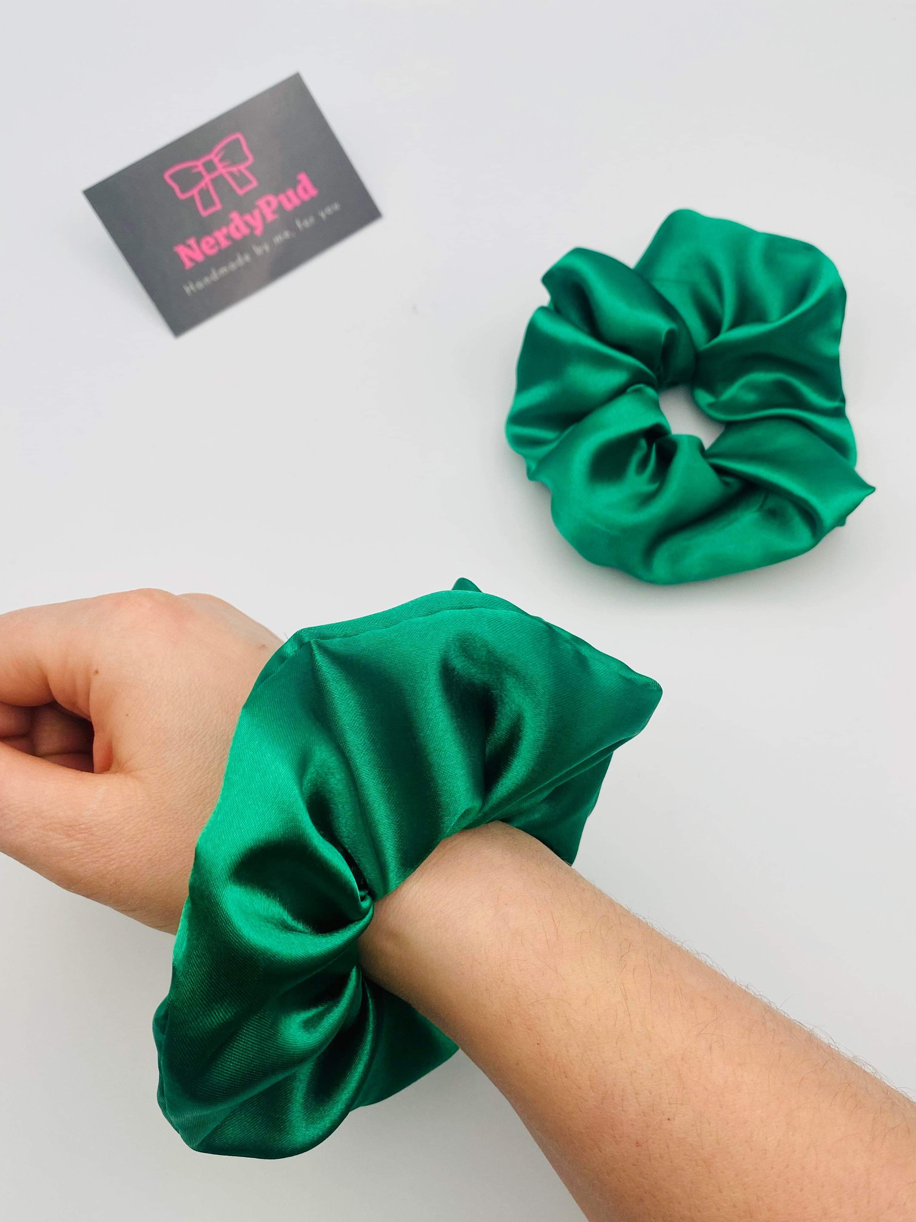 Green Satin Scrunchie