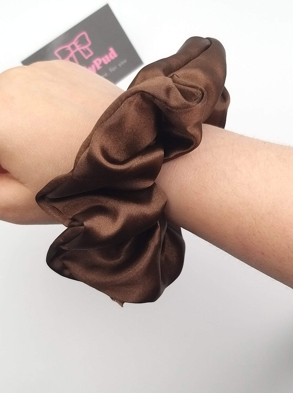 Brown Satin Scrunchie