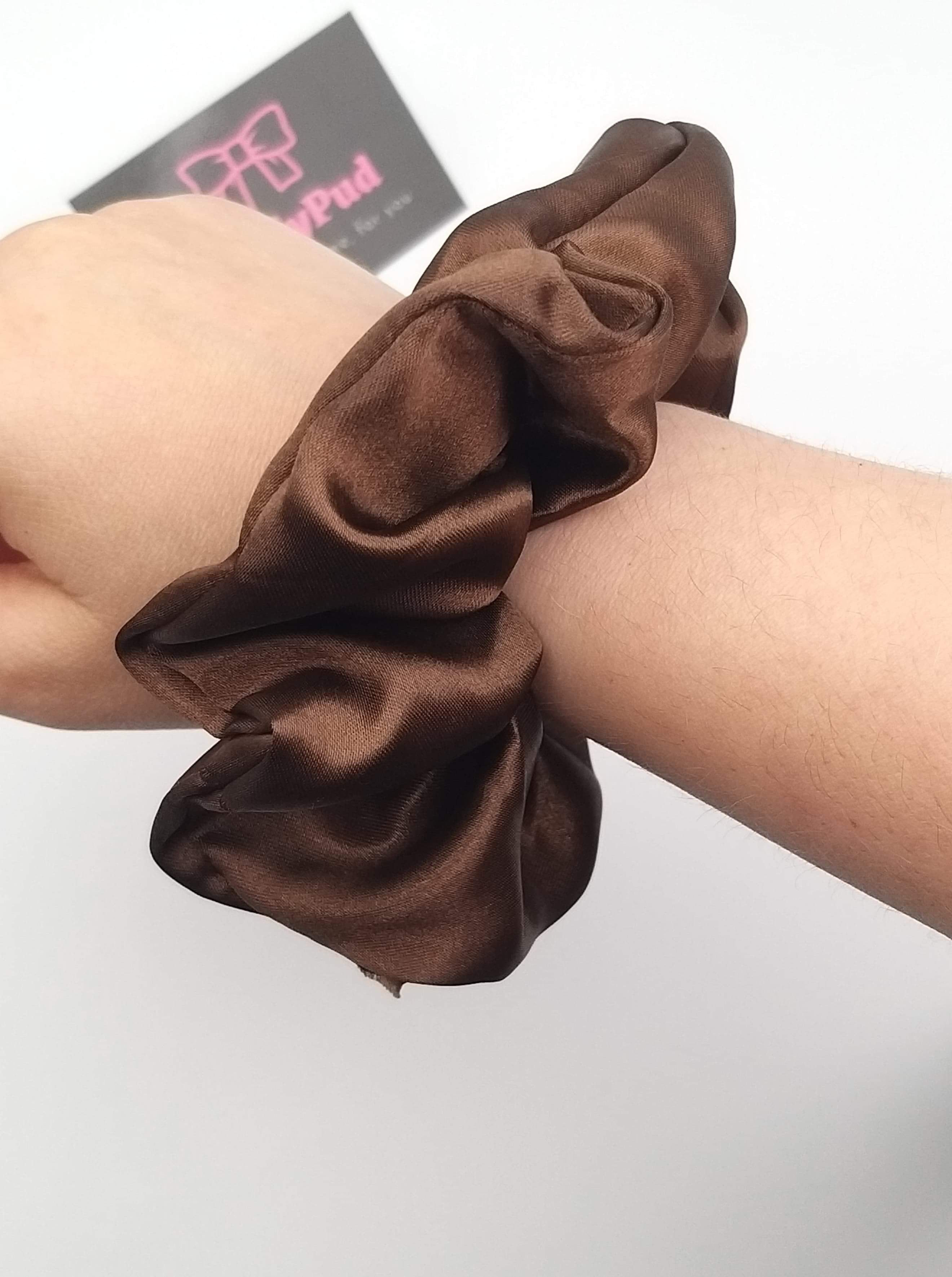 Brown Satin Scrunchie