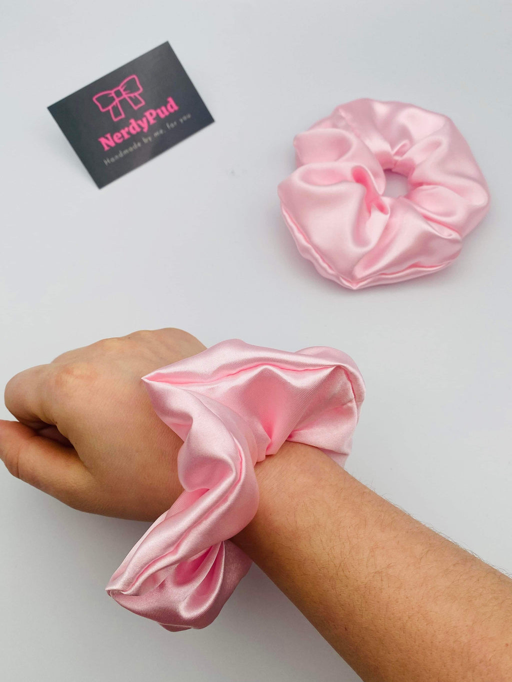 Baby Pink Satin Scrunchie