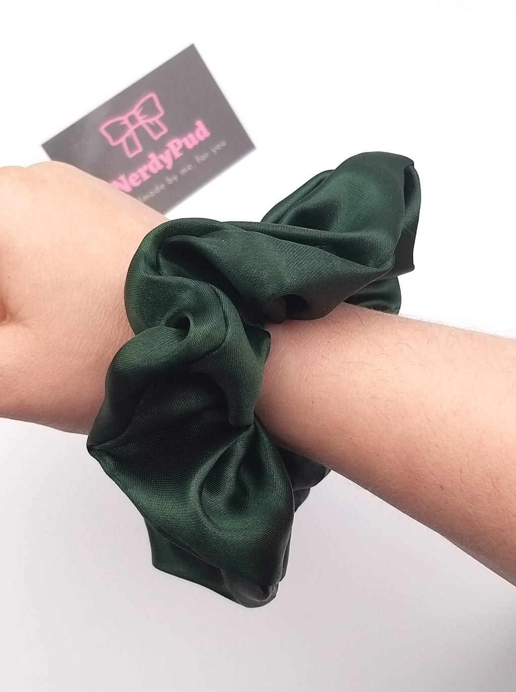 Bottle Green Satin Scrunchie