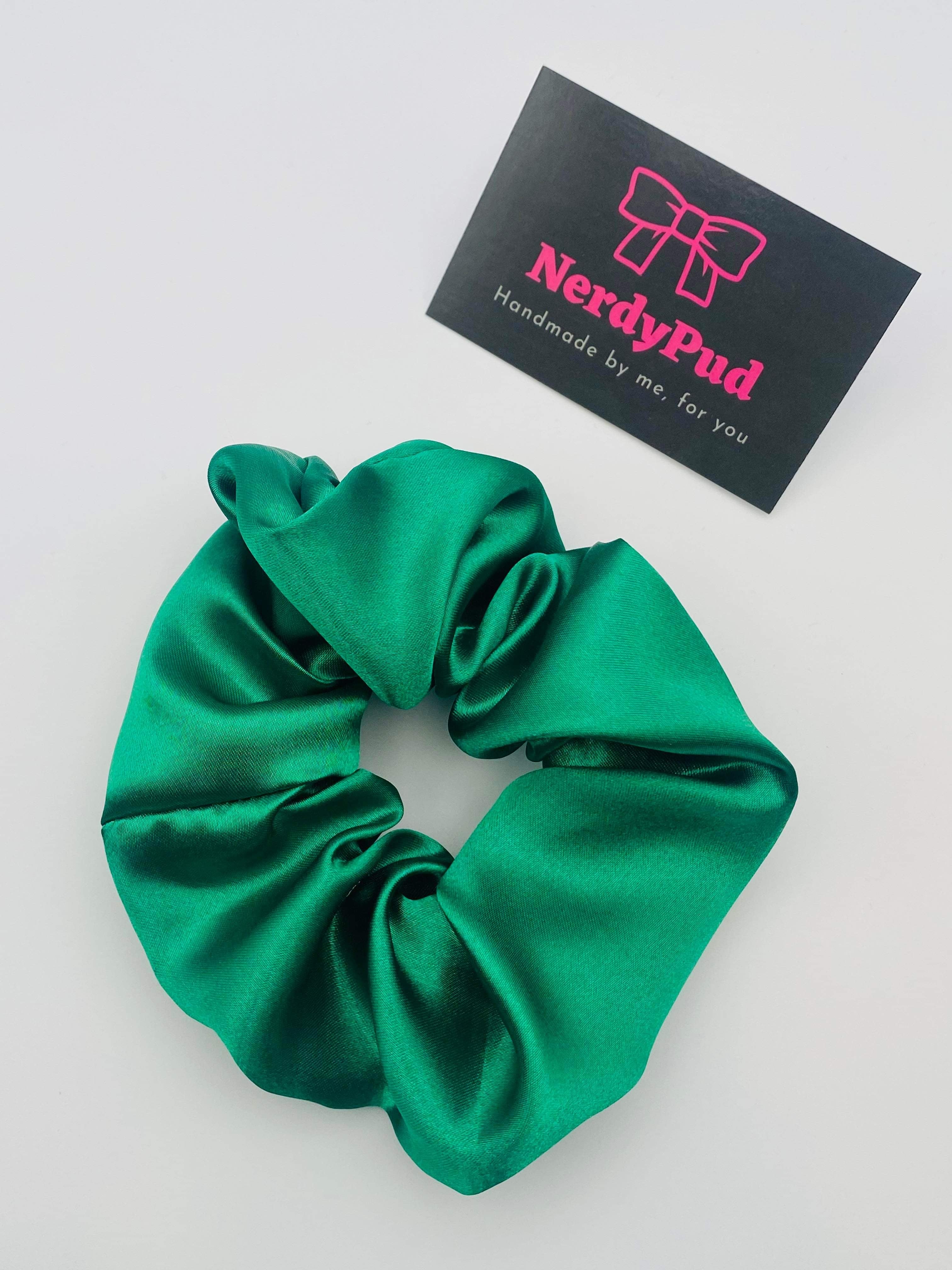 Green Satin Scrunchie