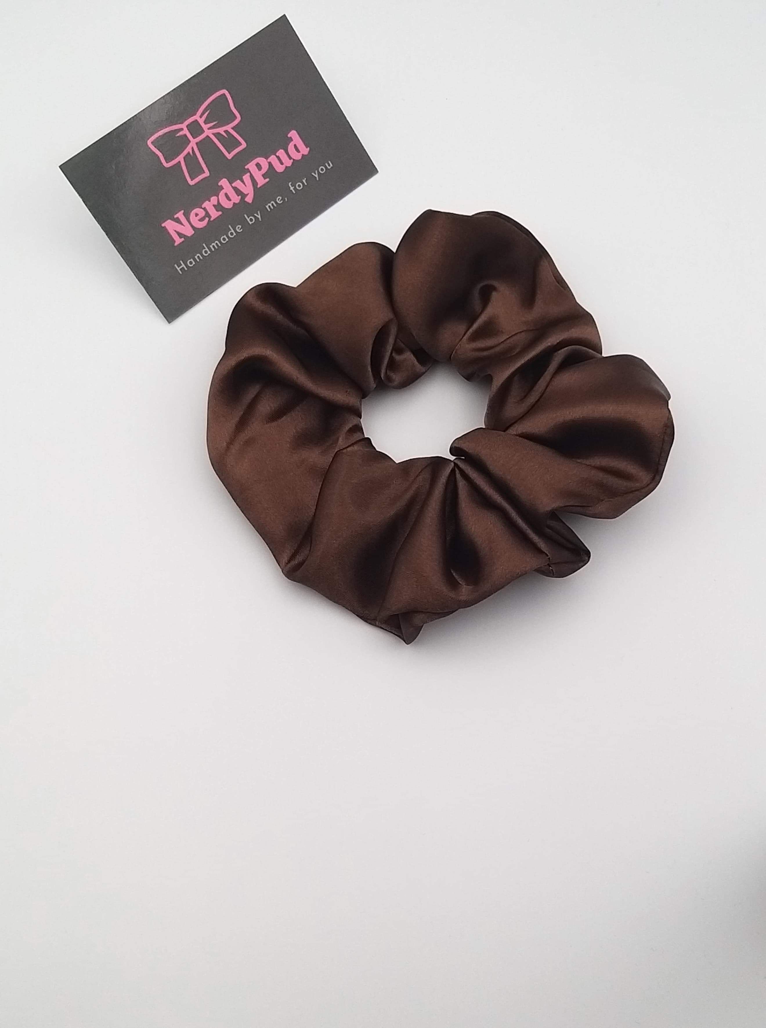 Brown Satin Scrunchie