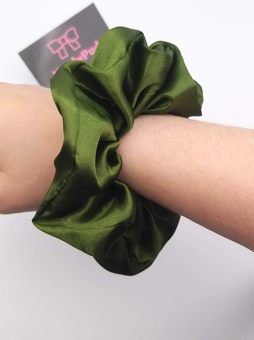 Olive Satin Scrunchie