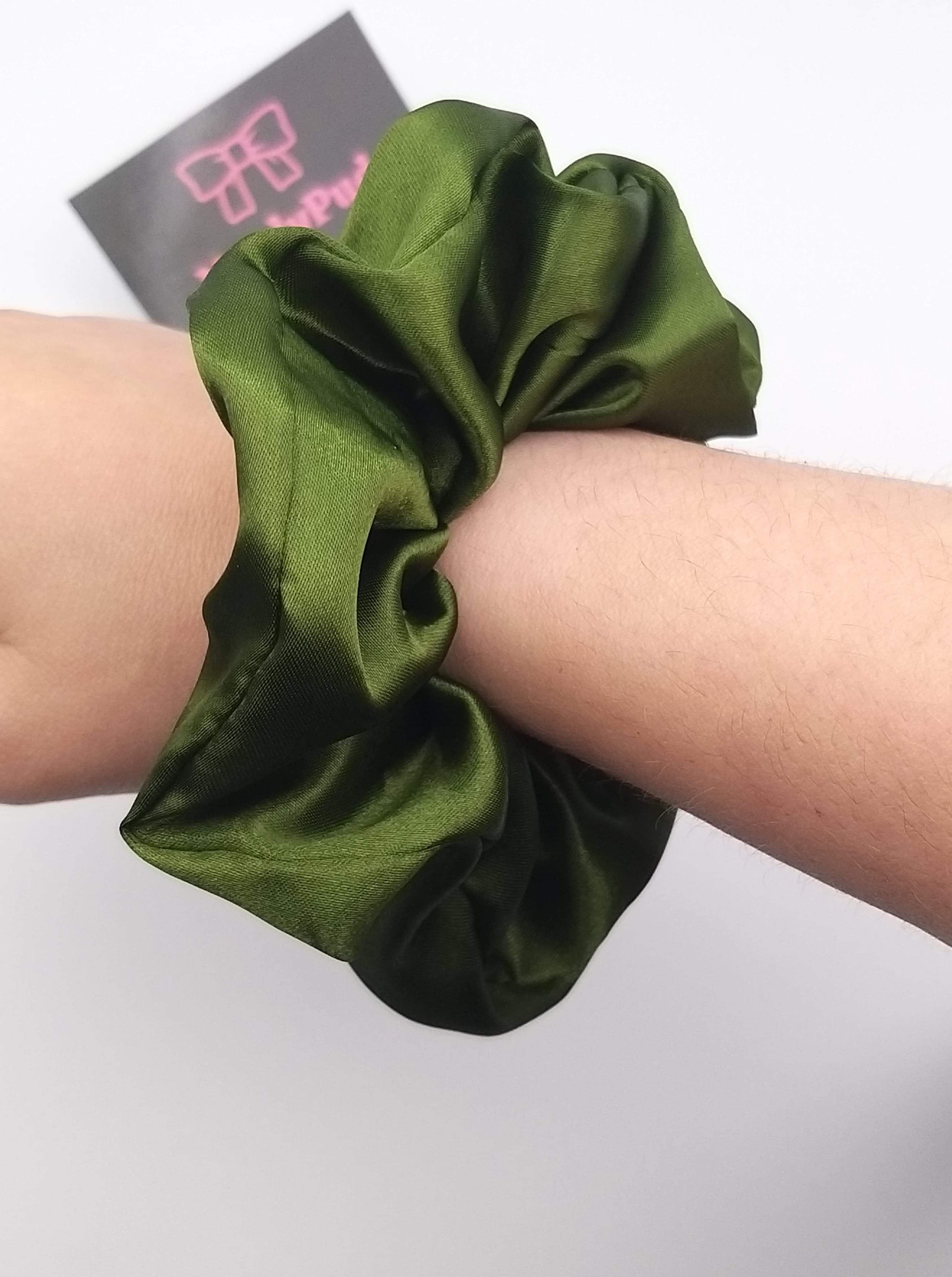 Olive Satin Scrunchie